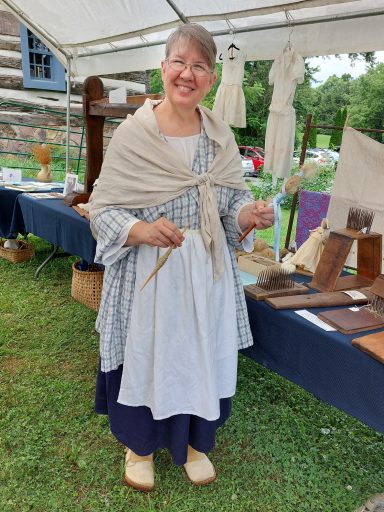 spinning flax with a drop spindle